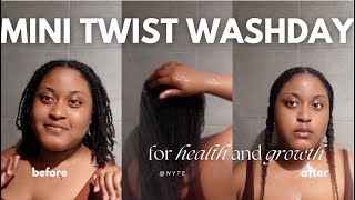 Mini Twist Washday  For Healthy Fast Growth Retention Low Porosity Type 4 Hair [upl. by Farman]