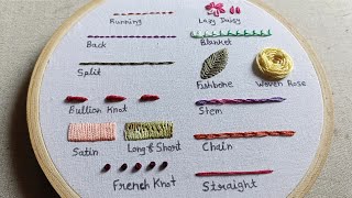 Hand Embroidery for Beginners  14 basic embroidery stitches by Lets Explore [upl. by Jr]