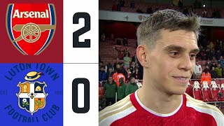 quotEveryone did their jobquotLeandro Trossard Post Match Interview Arsenal vs Luton Town 20 Reaction [upl. by Knick]