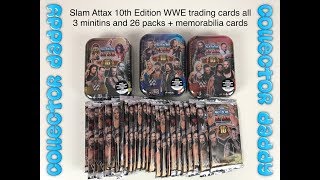 Slam Attax 10th Edition WWE trading cards all 3 minitins and 26 packs  memorabilia cards mega video [upl. by Folly]