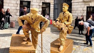 How London Levitating Goldman Statue works hard to entertain peoplelivingstatue floating art [upl. by Michon664]