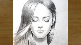 Kolay Karakalem Kız Çizimi Nasıl Yapılır  Kolay Üzgün Kız Çizimi  How to Draw a Girl [upl. by Naxela]