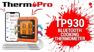 ThermoPro TP930 Wireless Bluetooth Cooking Thermometer Setup Video [upl. by Natfa]