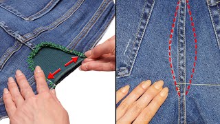 How to upsize the waistband and downsize the back of jeans [upl. by Lacsap]