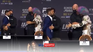 Tempers flare at UFC 269 press conference  Garbrandt O’Malley restrained NunesPena trade insults [upl. by Aseram]