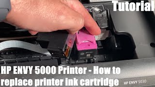 How to replace HP ENVY 5000 series printer ink cartridge change cartridges HP multifunction device [upl. by Rora187]