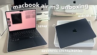 MacBook Air M3 Unboxing  setup widgets aesthetic customization [upl. by Hsreh]