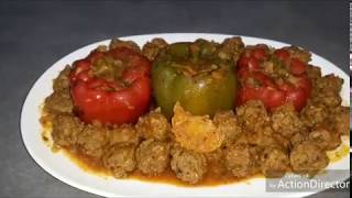 فلفلة معمرة بالروز و الكفتة منسمة على حقها وطريقها  poivrons farcis au riz et boulettes de bœuf [upl. by Noryt]