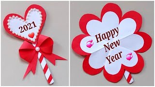 Happy New Year card 2021  New Year card making Handmade easy  How to make new year greeting card [upl. by Siberson]