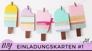 Einladungskarten selber basteln 1 – Kindergeburtstag  Birthday Invitations DIY – Tutorial  Eis [upl. by Betthezul]