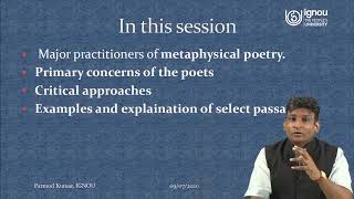 IGNOU Live Session on quotMetaphysical Poetryquot for MEG01 MEG Students [upl. by Jorge]