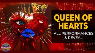 Queen Of Hearts Jewel  All Performances amp Reveal  The Maksed Singer US Winner [upl. by Ennaisoj]