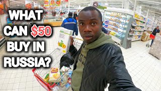 ITS SHOCKING WHAT 50 CAN BUY IN THE MOST SANCTIONED COUNTRY IN THE WORLD RUSSIA 🇷🇺 SUPERMARKET [upl. by Akimehs]