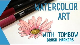 How to use TOMBOW BRUSH MARKERS to create WATERCOLOR ART [upl. by Hayyikaz]