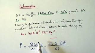 Calorimétrie et puissance dune résistance électrique [upl. by Landrum]