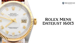 Mens Rolex TwoTone 18KSS Datejust Watch with White Roman Dial 16013 [upl. by Oilisab849]