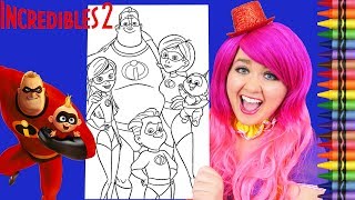 Coloring The Incredibles 2 Family GIANT Disney Coloring Page Crayola Crayons  KiMMi THE CLOWN [upl. by Mat]