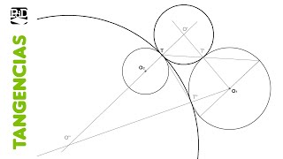 Tangentes a 2 Circunferencias Exteriores dado un Punto de Tangencia  Tangencias por Inversión [upl. by Tomasine479]