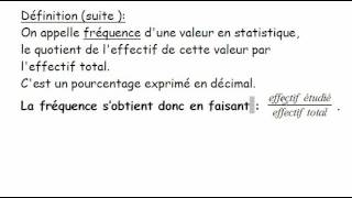 statistiques 3  les frequences [upl. by Hutner]