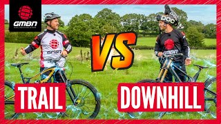 Trail Bike Vs Downhill Mountain Bike Challenges [upl. by Yelkao]