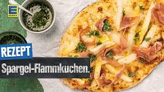 SpargelFlammkuchenRezept  Flammkuchen mit Spargel und Schinken selber machen [upl. by Cassi468]