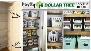 DOLLAR 💵 💲STORE Pantry Redo❗️ Wood Shelf Overlay  Organizing On A Budget [upl. by Ymrej476]