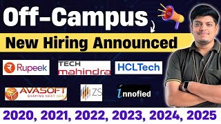 Tech Mahindra ZS Rupeek HCLTech New Hiring Announced  Off Campus Drive 2025 2024 2023 202220 [upl. by Nas]