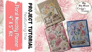 quotFloral Monthly Plannerquot 4quot x 5quot Tutorial junkjournalideas papercraftingsupplies [upl. by Olodort]