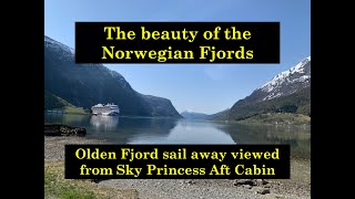 The Beauty of the Norwegian Fjords  Filmed from our aft balcony on Sky Princess [upl. by Alleram96]