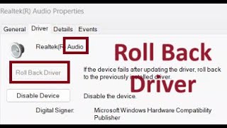 how to Roll Back Audio driver in Windows 11 [upl. by Keily]