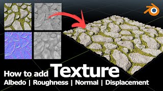 How to add image texture mapping in Blender  albedo roughness normal displacement map tutorial [upl. by Nerra]