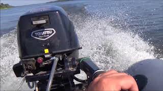 Tohatsu 98 hp 4 stroke  Ponton Elling PILOT 290s [upl. by Assen582]