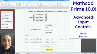 Mathcad Prime 10  Advanced Input Controls  Buttons [upl. by Onil]