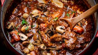 Beef Bourguignon  The Most Comforting Classic French Stew [upl. by Inilam]