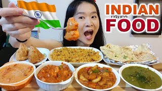 INDIAN FOOD Butter Chicken Samosa Kadai Paneer Saag Gosht Biryani Naan  Eating Show Mukbang [upl. by Frangos]