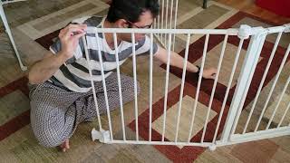 Retractable Baby Gate Installation Instructions  Punch Method [upl. by Nalhsa818]