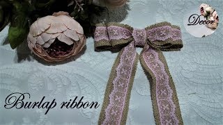 Perfect rustic burlap bow DIY  lace bow [upl. by Olds907]