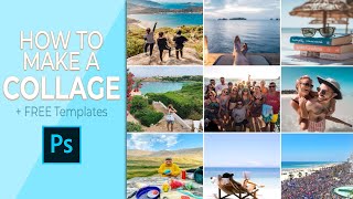 How To Make A Collage In Photoshop With FREE TEMPLATES [upl. by Tsirc]