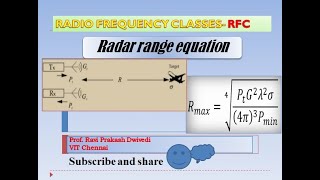 Radar range equation mono static and bi static radar Prof Ravi Dwivedi VIT Chennai [upl. by Littman]