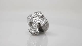 Natural VS Diamond 14kt White Gold Mens Cross Ring [upl. by Adriaens]