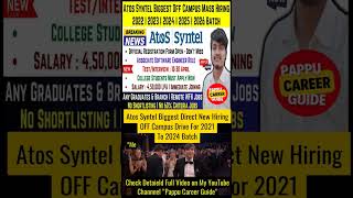 Atos Syntel OFF Campus Hiring 2022 2023 2024 2025 2026 BATCH shorts short viral trending [upl. by Michaud56]