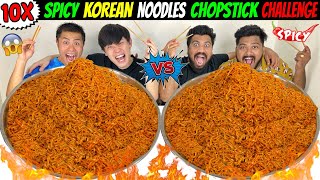 10X SPICY KOREAN NOODLES CHALLENGE with CHOPSTICKS😱 INDIA Vs JAPAN EATING COMPETITION🔥 Ep689 [upl. by Bibbye]