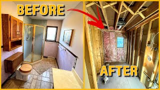 Bathroom Remodel Part 1 Demolition  DIY Renovation [upl. by Messing]