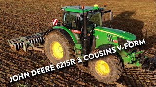 4Kᵁᴴᴰ October 2024 John Deere 6215R amp Cousins VForm subsoiler after sugar beet harvest recently [upl. by Ehsrop]