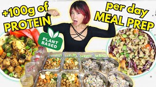 Over 100g of PROTEIN PER DAY MEAL PREP high protein vegan meal prep [upl. by Kong]