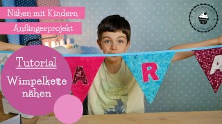 Wimpelkette nähen  Nähen mit Kindern  Nähschule  DIY Nähanleitung  mommymade [upl. by Frangos]