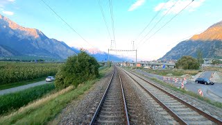 ★ 4K 🇨🇭 StMaurice  Martigny  Sion cab ride Switzerland 092023 Führerstandsmitfahrt Rhonetal [upl. by Romelda]