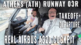 ATHENS 🇬🇷 ATH  TAKEOFF  DEPARTURE RUNWAY 03R  REAL AIRBUS A319   BRIEFING  TAXIING [upl. by Murrell]