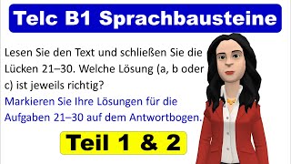 Telc B1 Prüfung  Sprachbausteine Teil 1 und 2 mit Lösungen [upl. by Helaine558]