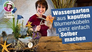 Wasserspiel Miniteich Springbrunnen aus alten Blumentöpfen einfach selber machen DIY Gartendeko [upl. by Essilec]